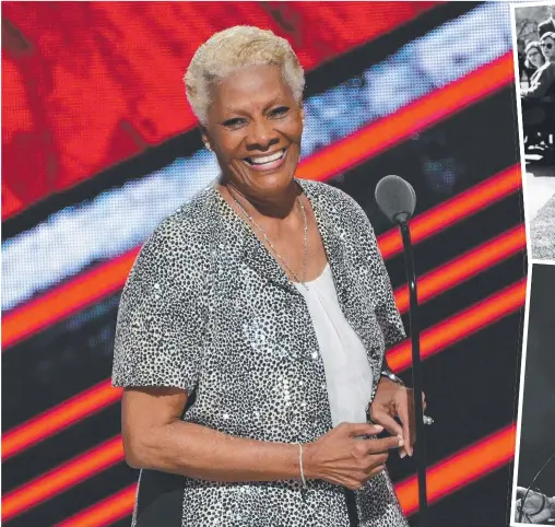  ??  ?? Clockwise from main: Dionne Warwick presenting at the Black Girls Rock! 2016 show; in London in 1965; and in concert in 1989.