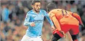  ?? REUTERS ?? Bernardo Silva (left) scored in the 67th minute but Manchester City ■ went down 21 against Lyon on Wednesday.