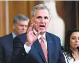  ?? J. SCOTT APPLEWHITE AP ?? House Speaker Kevin Mccarthy will likely seek to placate the conservati­ve wing of his party while avoiding a lapse in government funding on Oct. 1.