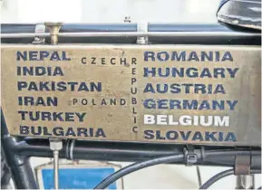  ??  ?? The list of countries says it all – quite an achievemen­t on a vintage bike.