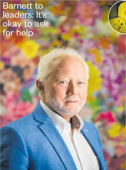  ?? Photo (main) / Michael Craig ?? Michael Barnett has a long to-do list for life after the Auckland Chamber. Inset left: Barnett had an artist turn his radiation therapy
mask into a lamp.