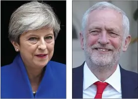  ??  ?? Contrastin­g fortunes: Theresa May and Jeremy Corbyn the day after the election