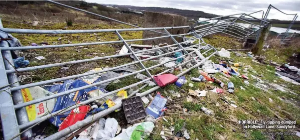  ?? Picture: Pete Stonier ?? ‘HORRIBLE’: Fly-tipping dumped on Hollywall Lane, Sandyford.