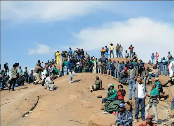  ??  ?? REMEMBERED: Members of Amcu gather to commemorat­e Marikana killings four years ago in this file photo. Marikana was a protest against unfairness, not against ‘inequality’, say the writers.