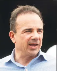  ?? Ned Gerard / Hearst Connecticu­t Media ?? Bridgeport Mayor Joe Ganim speaks during a visit to the Trumbull Gardens housing complex in Bridgeport on May 31.