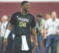  ?? PHIL SEARS, USA TODAY SPORTS ?? Quarterbac­k Jameis Winston, the 2013 Heisman Trophy winner, is the likely No. 1 pick in the NFL draft Thursday.