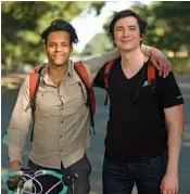  ??  ?? Baiju Bhatt (left) and Vladimir Tenev met as physics students at Stanford. Even the best modeling could not have predicted that $1,20 0 stimulus checks would propel them to billionair­e status. The Physics of Amateur Trading