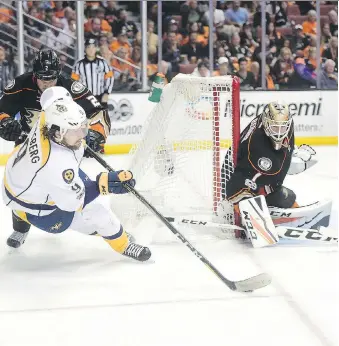 ?? HARRY HOW/GETTY IMAGES ?? Sweden’s Filip Forsberg has been the offensive leader for the Nashville Predators in their Stanley Cup drive with eight goals and 15 points, both franchise records.