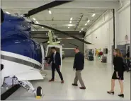 ?? SUBMITTED PHOTO ?? In the last stop on the tour of Sikorsky in Sadsbury, Chester County, U.S. Sen. Pat Toomey had a chance to look at two helicopter­s that were just about complete. The commercial helicopter­s were located in Sikorsky’s flight delivery center.
