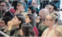  ??  ?? Students and community members attend a ceremony at Carleton University to honour Fareed Arastech who died in the Flight 752 crash.