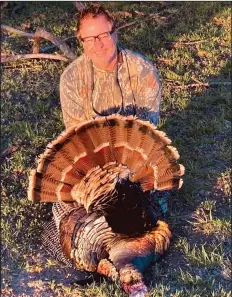  ?? (Photo submitted) ?? The author killed this Rio Grande gobbler April 10 near Calumet, Okla., while hunting with Joe Volpe of Little Rock.