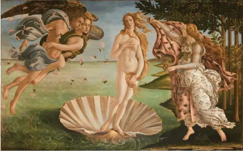  ?? Foto: Uffizien Florenz ?? Für seine großen Gemälde (hier „Die Geburt der Venus“) hat sich Sandro Botticelli mit dem Philosophe­n Angelo Poliziano beraten.