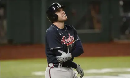  ??  ?? The Atlanta Braves’ Freddie Freeman said his experience after contractin­g Covid was severe enough that he prayed for his health. Photograph: Eric Gay/AP