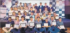  ??  ?? Dignitarie­s with the winners of Panasonic Ratti Chhatr Scholarshi­p Programme