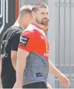  ??  ?? Jack de Belin at training yesterday.