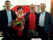  ??  ?? Stimata Valeria Di
Giorgio con i vertici della
Cgil. La donna lavorava per Dhl ed era mamma.
Malgrado le condizioni di salute non aveva mai cessato l’attività