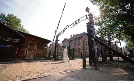  ?? Filippo Monteforte / pool photo via Associated Press ?? Before his visit to the former exterminat­ion camp at Auschwitz, Pope Francis said he “would like to go to that place of horror without speeches, without crowds.” He is the third pope to visit and the first whose youth did not include personal links to...