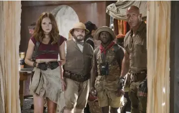  ??  ?? (Left-Right) Karen Gillan, Jack Black, Kevin Hart and Dwayne Johnson in ‘Jumanji 2’.