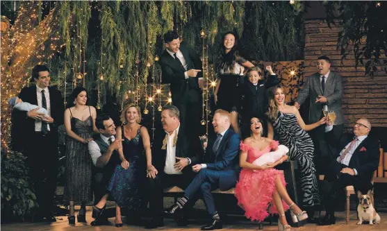  ??  ?? End of an era: The cast of ModernFami­ly come together to celebrate the show’s conclusion after 11 seasons; below, Sofia Vergara.