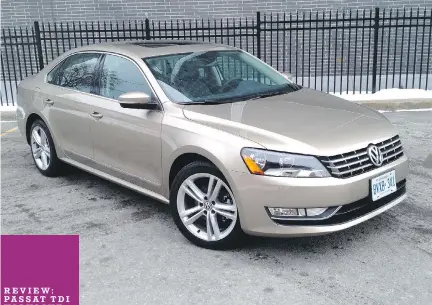  ?? J O H N L E B L A NC / D R I V I NG ?? VW Passat’s TDI Highline is about the size of a full- sized sedan but priced closer to a midsizer.