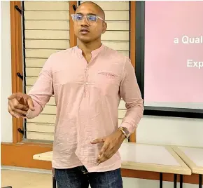  ?? Photo: Sheenal Charan ?? Human rights activist Kris Prasad at the University of the South Pacific Laucala Campus during a seminar on May 2, 2022.