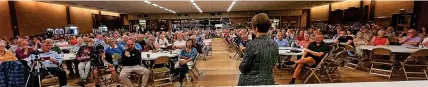  ?? ROBERT LLOYD ?? More than 400 people attended a meeting at the Selwyn Samuel Centre in Llanelli to discuss Home Office proposals to potentiall­y house 207 asylum seekers at Llanelli’s Stradey Park Hotel