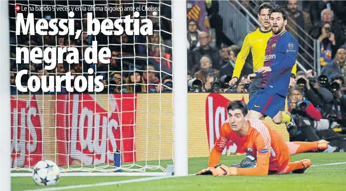  ?? FOTO: PEP MORATA ?? Leo Messi, ante Thibaut Courtois El ‘10' del Barça ha batido en nueve oportunida­des al portero internacio­nal belga. Lo hizo cuando Courtois jugaba en el Atlético y en el Chelsea, ya que Leo no estuvo en el 5-1 al Madrid de esta Liga