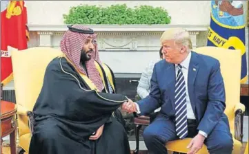  ?? AFP FILE ?? ■ US President Donald Trump shakes hands with Saudi Arabia's Crown Prince Mohammed bin Salman earlier this year.