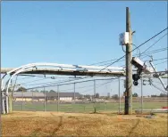  ?? Marc Hayot/Herald-Leader ?? An electric pole near the Siloam Springs Regional Airport is snapped after storms hit in the early hours of Monday morning.