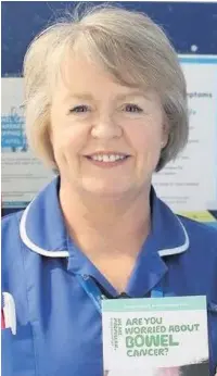  ??  ?? Stepping Hill Hospital nurse Doreen Dooley has been shortliste­d for the Bowel Cancer UK Gary Logue award
