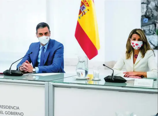  ?? EFE ?? El presidente del Gobierno, Pedro Sánchez y la vicepresid­enta segunda, Yolanda Díaz