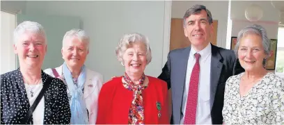  ??  ?? ●● David Rutley MP with Hilda Gaddum and members of the Sutton Church Choir, Sandra Moss, Janet Bonsall Elizabeth Cunningham.