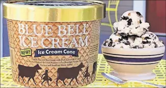  ?? CONTRIBUTE­D BY BLUE BELL ?? Blue Bell’s newest flavor is called Ice Cream Cone and includes chunks of chocolate-covered cone in the ice cream.