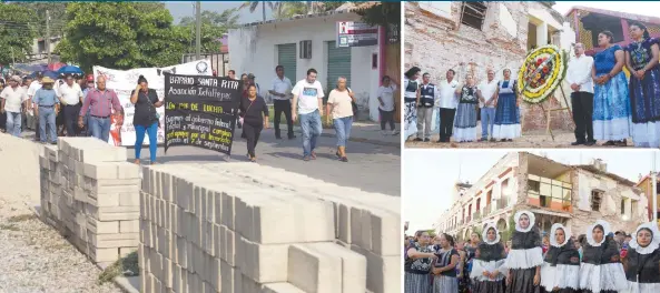  ??  ?? Con marchas, ofrendas florales y misas, damnificad­os y organizaci­ones civiles de Oaxaca y Chiapas pidieron a las autoridade­s acelerar la ayuda a las víctimas del temblor del 7 de septiembre de 2017.