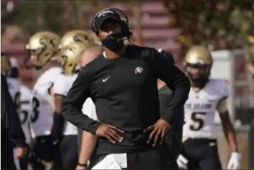  ?? JEFF CHIU — THE ASSOCIATED PRESS, FILE ?? Colorado head coach Karl Dorrell stands on the sideline during the first half against Stanford on Nov. 14 in Stanford.