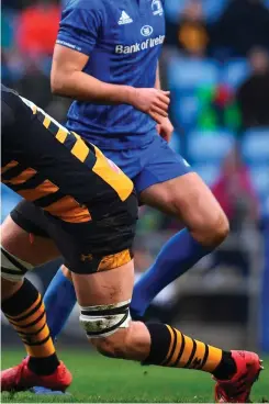  ?? RAMSEY CARDY/ SPORTSFILE ?? Centre of excellence: Leinster’s Garry Ringrose tries to break through the tackles of Wasps pair Zurab Zhvania and Ben Morris