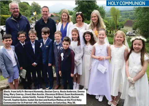  ??  ?? (Back, from left) Fr Bernard Kennedy, Declan Curry, Rosie Ambrose, Emma King, Mary Conroy, (front) Ben Austin, Vincenzo Di Biasi, Euan Kocikowski, Simon Coleman, Jamie Smith, Tomás O’Conrí, Sophie Hassett, Rachel Farrell, Sophie Quinn, Isabel Gordon...