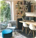  ??  ?? @livedin365’s velvet pouffe adds a touch of glamour to her gorgeous open-plan space
