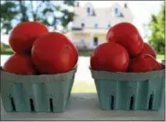  ?? PHOTO BY EMILY RYAN ?? Tomatoes tempt drivers to stop at roadside stands like this one.