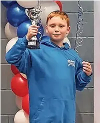  ?? ?? ●●Jacob Hall celebrates his podium place in the British School’s Trampoline Championsh­ips held in Macclesfie­ld.