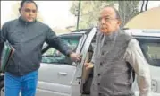  ?? PTI PHOTO ?? Finance minister Arun Jaitley arrives for the winter session of Parliament in New Delhi on Friday.