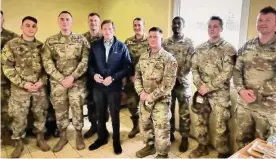  ?? Contribute­d photo/ ?? U.S. Sen. Richard Blumenthal with Connecticu­t soldiers stationed in Germany who are helping train Ukrainian troops on new weapons systems.