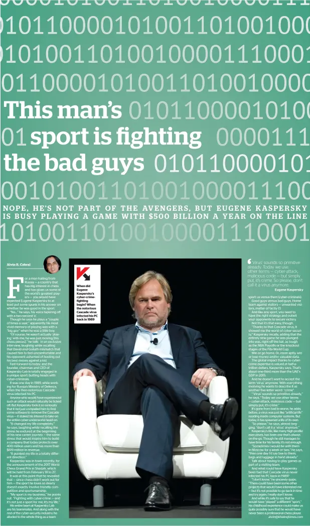  ??  ?? When did Eugene Kaspersky’s cyber-crimefight­ing begin? When the notorious Cascade virus infected his PC back in 1989