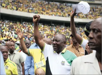  ?? I BONGANI MBATHA African News Agency (ANA) ?? PRESIDENT Cyril Ramaphosa arrives at the launch of the ANC manifesto at Moses Mabhida Stadium on Saturday. The ball is now in the ANC’s court to articulate­ly explain its monetary policy, the writer says.