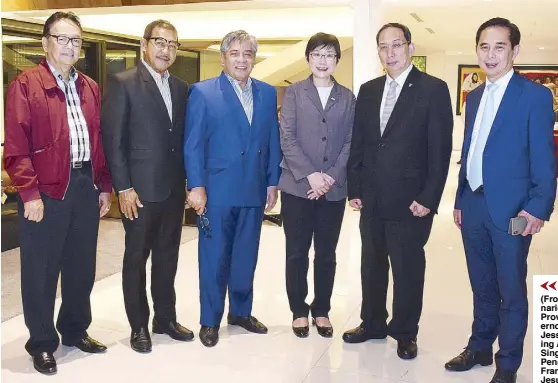  ??  ?? (From left) Apolinario Aure, Sulu Province vice governor Ben Loong, Jess Varela, outgoing Ambassador of Singapore Kok Li Peng, Ambassador Francis Chua and Jesus Co