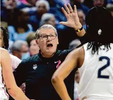  ?? ?? UConn coach Geno Auriemma is happy to see teams besides the Huskies representi­ng the state in the NCAA Tournament.