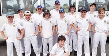  ??  ?? The eyar seven cricket team also advanced to the state quarter finals with victory over Catholic College Sale. Pictured back row from left Billy Auldist, Liam Lisle, Sebastian Amoroso, Adam Campbell, Lane Ward, Liam Finnegan, Jonty Kennedy, Luke Garner, Patrick Sheehan, Will Grummisch and Jack Logan with James Keogh at front.