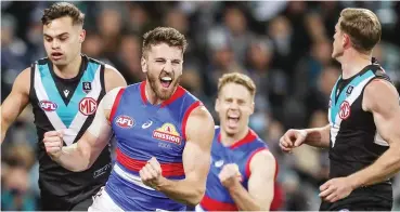  ?? Image Photo: Matt Turner/AAP ?? Bulldog’s skipper Marcus Bontempell­i shrugged off any injury concerns with two goals as his side smashed Port Adelaide on Saturday night