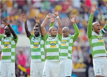  ?? Picture: GALLO IMAGES / JOHAN PRETORIUS ?? IN THE GOOD DAYS: Celtic celebrate during a Absa Premiershi­p match against Kaizer Chiefs at FNB Stadium. PSL are holding a crucial meeting which will decide the restart of the league.