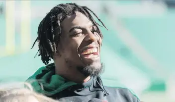  ?? MICHAEL BELL ?? Star wide receiver Duron Carter said last season fans that he’d like to stay with the Roughrider­s, and true to his word, he has signed a one-year contract extension rather than test the free agent market.